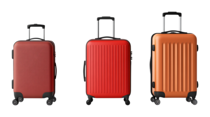 Pack Travel Luggage Set in Different Poses on Transparent Background for Travel, Packing, and Tourism-Themed Designs