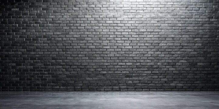 Fototapeta Dark Brick Wall Background with Concrete Floor Ideal for Mockups and Designs