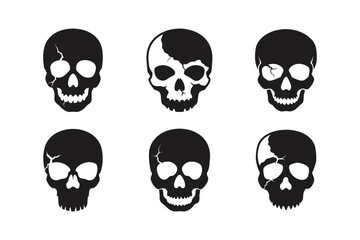 skull cracked earth texture vector art silhouette