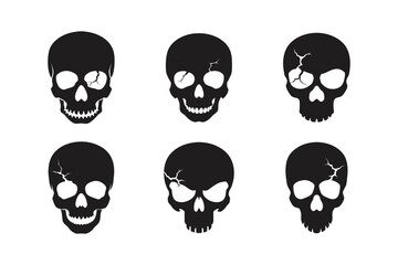 skull cracked earth texture vector art silhouette