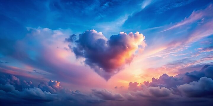 Heart Shaped Cloud in Twilight Sky - Romantic Vertical Phone Wallpaper