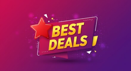 Vibrant promotional design with bold "best deals" text and red star on gradient background