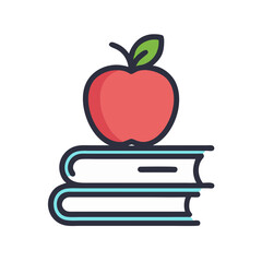 Detailed Apple on Book Icon