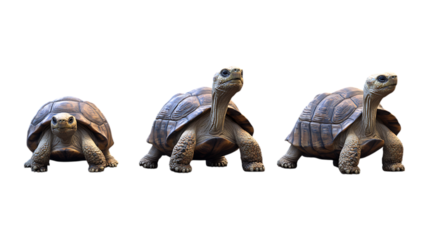 Pack Tortoise Set in Different Poses on Transparent Background for Wildlife, Nature, and Reptile-Themed Designs