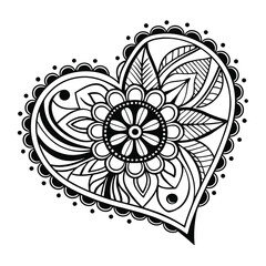 Black complex doodle mandala on a transparent background, for printable coloring.