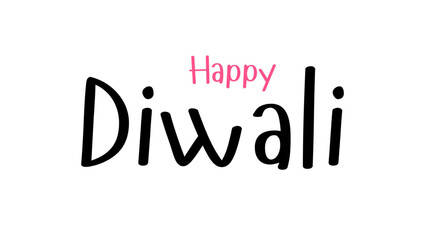 Happy Diwali typography text design on white background. simple text design suitable for poster and festival banners.