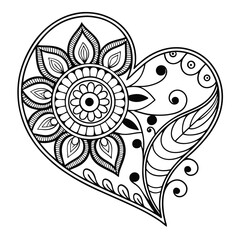 Black complex doodle mandala on a transparent background, for printable coloring.