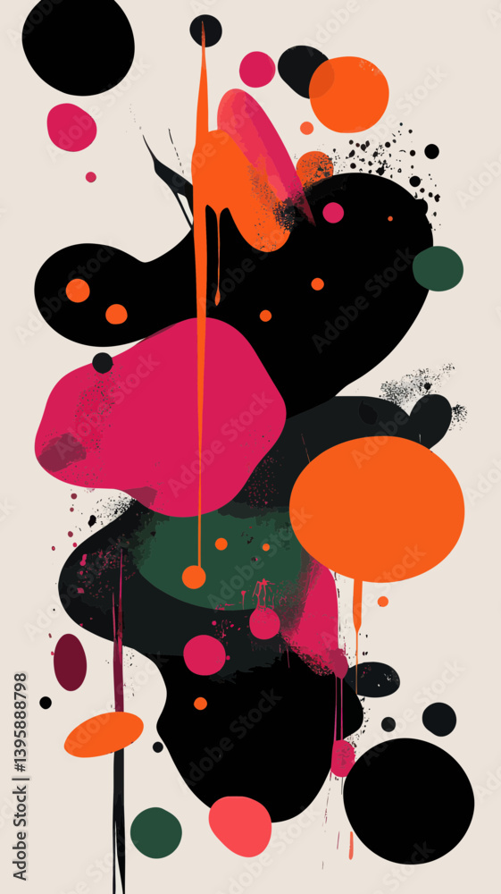 Poster dynamic abstract vector art with overlapping vibrant shapes for modern design