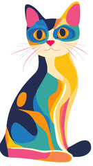 Obraz premium Colorful Playful Cat Vector Illustration in Flat Minimalist Style for Art and Fun