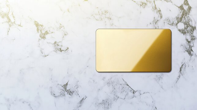 Elegant empty gold card on a luxurious marble background, capturing sophistication and modern design.
