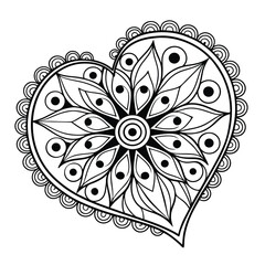 Black complex doodle mandala on a transparent background, for printable coloring.