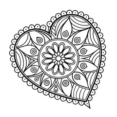 Black complex doodle mandala on a transparent background, for printable coloring.