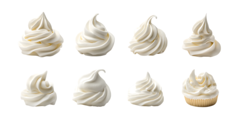 Pack Sour Cream Set in Different Poses Against Transparent Background for Dairy, Cooking Ingredients, or Food Branding