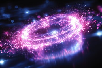 Obraz premium Abstract swirling ring of glowing particles