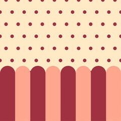 Pink and red striped background and dotted pattern with beige and red colors vector for packaging, wrapping papers, greeting cards, patterns