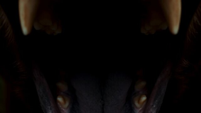 Massive brown bear charging through misty forest trail in moody green light