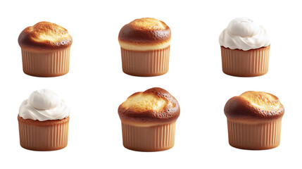 Pack Souffl&eacute; Set in Different Poses Against Transparent Background for Fine Dining, French Cuisine, or Dessert Branding