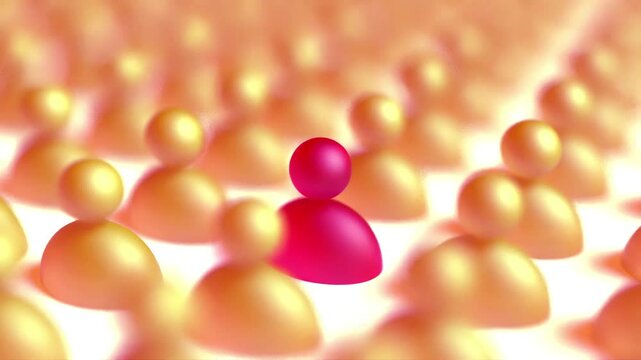 red leadership man concept from yellow crowd