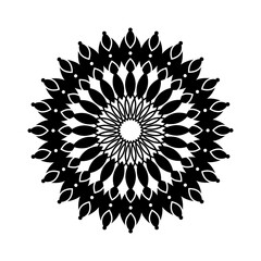 Floral black mandala on white background