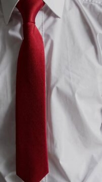 Elegant red tie paired with a crisp white shirt for formal occasions or business meetings