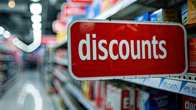 discount store sign. selective focus