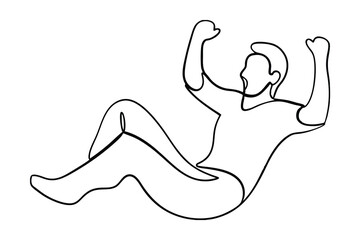Continuous Line Drawing Of Man Celebrating Achievement With Raised Arms Vector Illustration