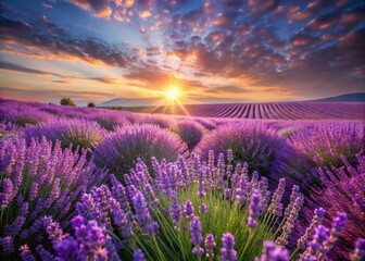 Obraz premium Hyperrealistic Video of Blossoming Lavender Fields with High Depth of Field