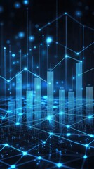 Abstract digital illustration of glowing data charts and interconnected network