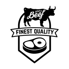 fresh beef labels. Butchery shop emblems.  Design elements for labels, badges, emblems, signs. Vector illustration.