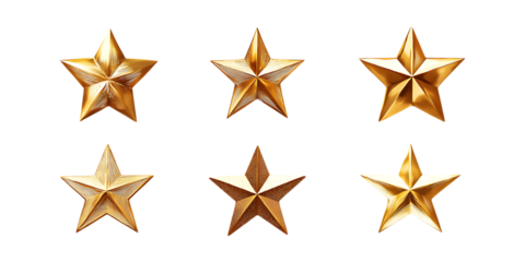 Pack Star Set in Different Poses on Transparent Background for Cosmic, Festive, and Decorative Designs