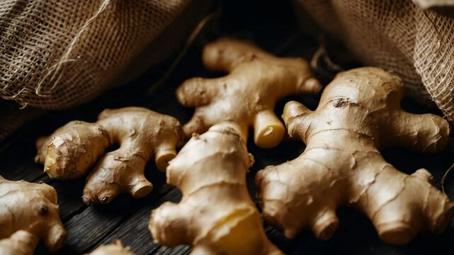 Raw Ginger Root in an Organic Setting with Background