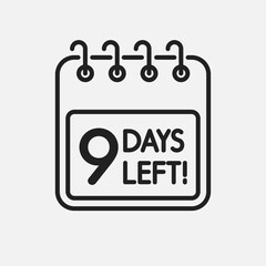 Countdown daily page calendar icon - 9 days left