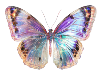 PNG Iridescent butterfly glitter invertebrate illustration.