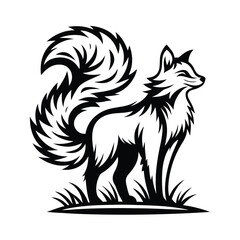 Obraz premium a fox silhouette with a bushy tail