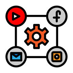 Social Media Management Vector Filled Icon Design