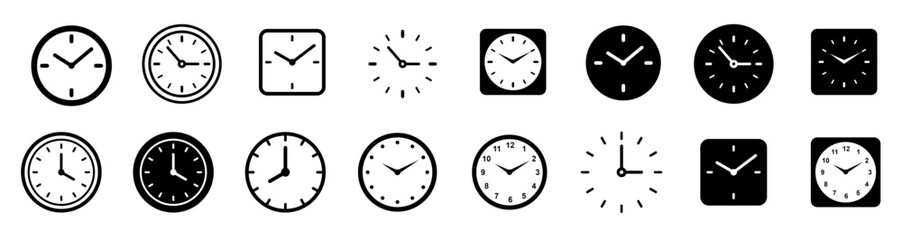 clock icons for delivery, target, goal, countdown, measuring, deadline, speed, sport, time, aim, schedule etc concept. 