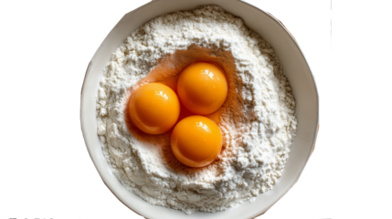 eggs and flour on a white plate