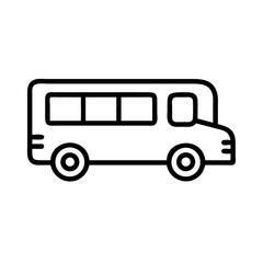 Simple Line Art of a Bus Side View, Graduation Cap and Diploma  