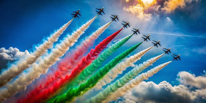 Italian Air Force Aerobatic Team, Frecce Tricolori, Sky Performance, Smoke Trails, National Pride