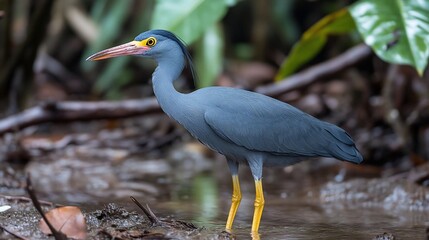 Fototapeta premium A Stunning Blue Heron in its Natural Habitat