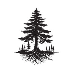 Hemlock tree Silhouette - Hemlock Tree Vector - Tree Design - Tree Art - Hemlock Illustration.