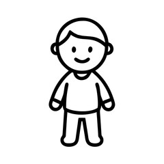 Obraz premium Happy little boy standing in a simple black-and-white icon 