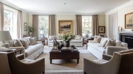 Fototapeta premium A well decorated living room with comfortable seating arrangements