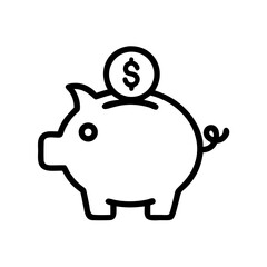 Obraz premium Piggy bank icon saving money in black and white style 