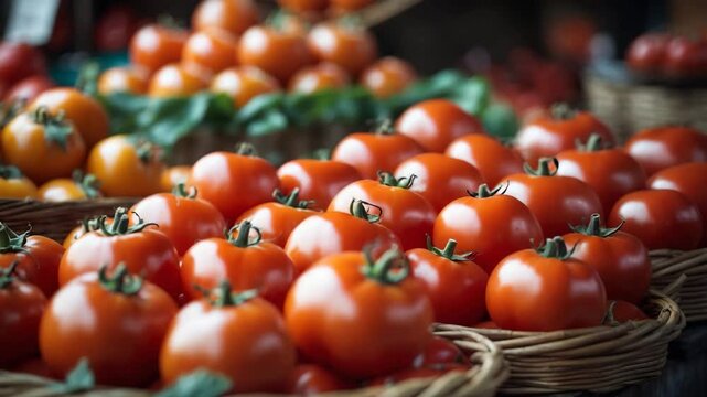 Juicy ripe persimmons offered for sale at an outdoor fruit market stall.