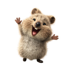 Cheerful Quokka Waving with a Big Smile