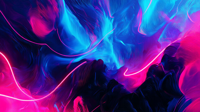 Illustration abstraite n&eacute;on futuriste aux courbes fluides