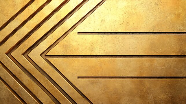 Abstract Golden Chevron Design with Textured Surface and Geometric Patterns for Modern Backgrounds and Artistic Compositions.