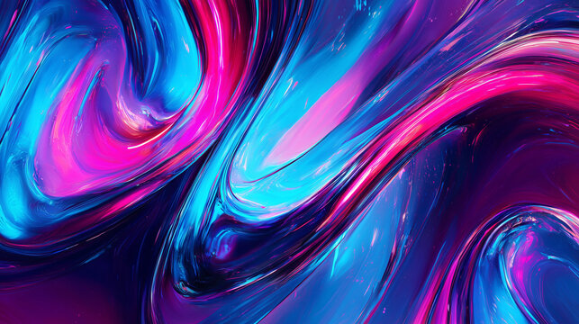 Illustration abstraite n&eacute;on futuriste aux courbes fluides