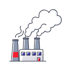 Factory with smoke emissions in minimal style